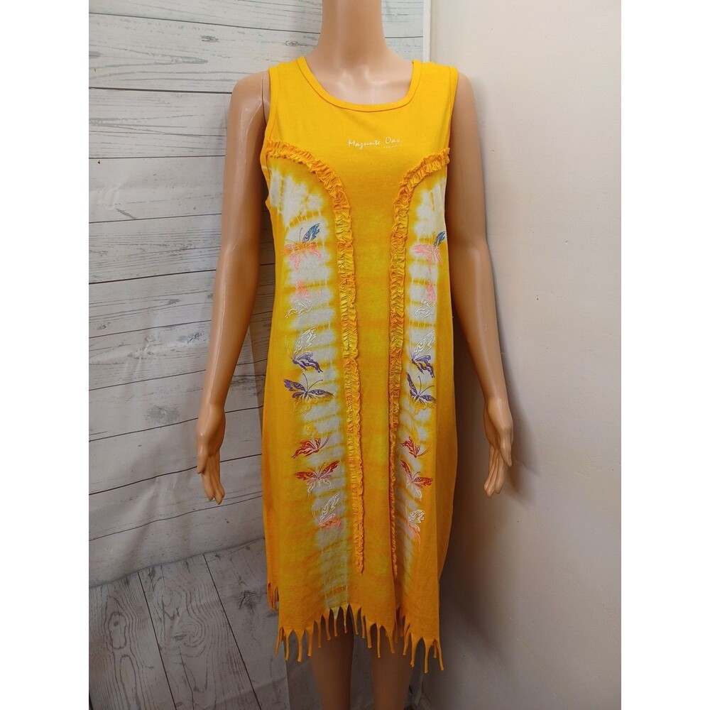 Pez Globo Boho Hippie Sleeveless Tunic Top Fringe Hem Mazunte Mexico Caribbean M